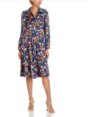 Gracia Navy Floral Dress with Orange and Purple Blooms